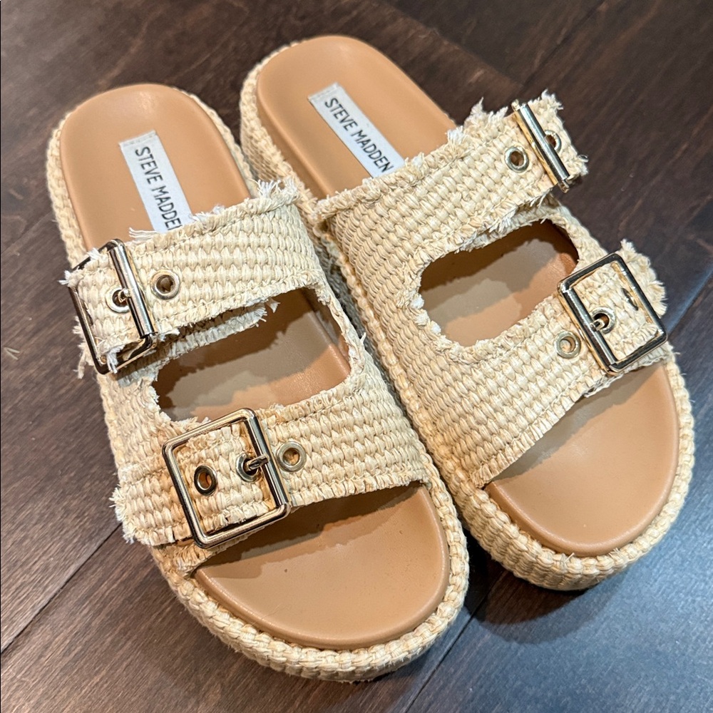 Steve Madden Karrigan Chunky Platform Sandals in Natural Size 7.5 SMAD-WZ1271